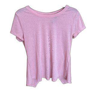 Yogalicious Light Pink Knotted Open Back Detail Short Sleeve‎ Athletic T Shirt